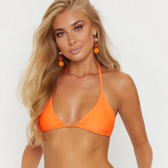Pretty Little Thing Orange Triangle Bikini Top size 20 NWT - Picture 1 of 9
